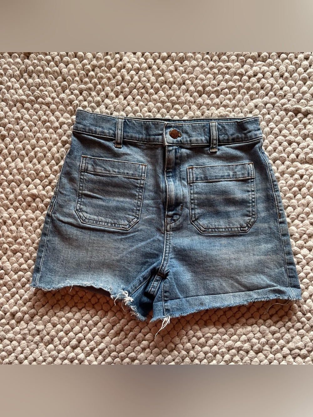 Madewell front pocket High-Rise Raw-Hem Denim Shorts - Blue